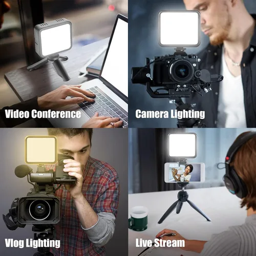 Miniatura 6 de Mettlelite VL120B Kit de luz LED de video regulable, continuo, portátil, para cámara, iluminación de fotografía, luz de video recargable con trípode
