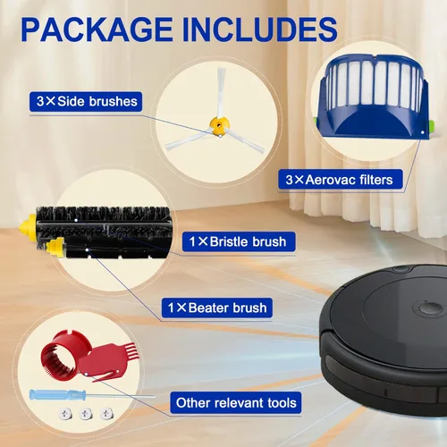 Miniatura 8 de Funmit Piezas de Repuesto para Roomba Serie 500 600 595 585 564 690 692 694 Accesorios de Aspiradora - Incluye 3 Filtros, 3 Cepillos Laterales y 1