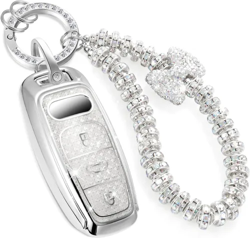 Miniatura 32 de Funda para llavero Jeep con llavero trenzado de diamante de lujo, funda suave mejorada para Wrangler Rubicon Gladiator JL JLU JT Sahara JLU Flip