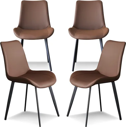 Miniatura 16 de seonyou Juego de 4 sillas de comedor de piel sintética negra para cocina, comedor, cómoda silla moderna de mediados de siglo con patas de metal