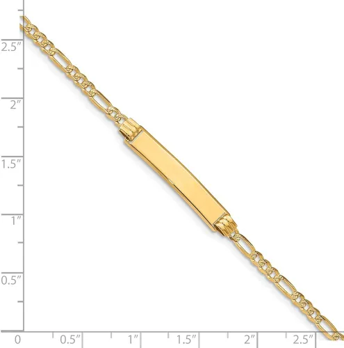 Miniatura 3 de Pulsera de identificación de fígaro con dos tonos de oro blanco y amarillo sólido de 14 quilates con etiqueta de identificación grabable con cierre
