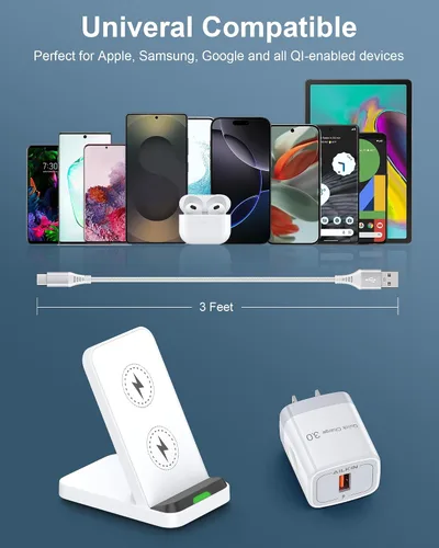 Miniatura 7 de Soporte de cargador inalámbrico para Google Pixel 10 Pro XL 10a 10Pro 9 9a 8 8a 7, Samsung Galaxy S26 S25 Ultra Plus S24 S23, estación de carga