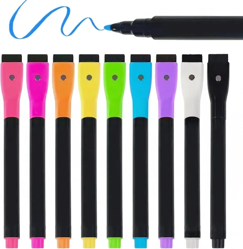 Marcadores de pintura neón de 9 colores para tablero de notas LED con colores, diseño de tinta fluorescente, marcadores borrables para pizarras de