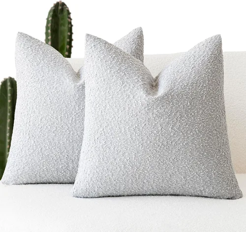 Miniatura 49 de Foindtower - Juego de 2 fundas decorativas de textura de bucle, fundas de almohada acentuadas, fundas de cojín sólidas, neutrales, para sofá, silla