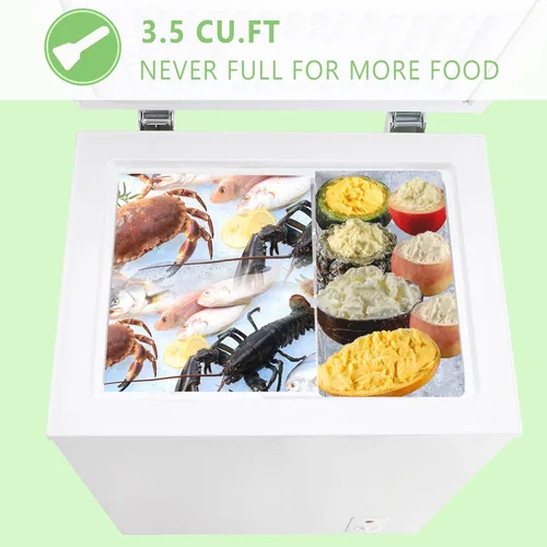 Miniatura 3 de Congelador de Cofre Compacto de 3.5 Pies Cúbicos con Canasta Removible, Krib Bling Congelador Profundo Independiente de Puerta Superior Abierta