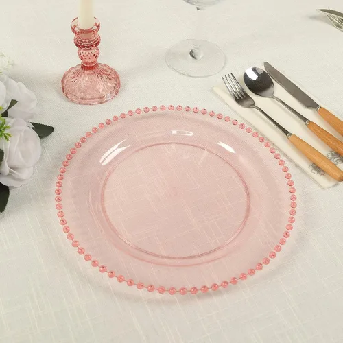 Miniatura 43 de Efavormart - Paquete de 10 platos de postre de plástico transparente rubor con borde de cuentas, platos redondos desechables para ensalada, 8