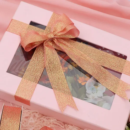 Miniatura 5 de Cinta de champán con purpurina de 1 pulgada, cinta para envolver regalos, fiestas de vacaciones, decoraciones de boda, cinta de tela de 25 yardas