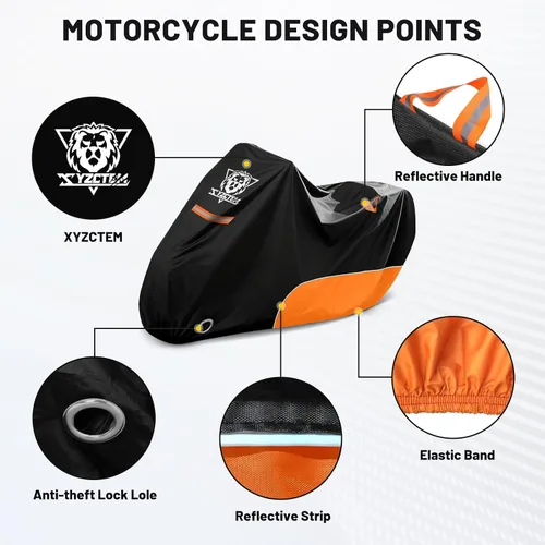Miniatura 2 de XYZCTEM Funda para Motocicleta - Protección impermeable para todas las estaciones al aire libre - Ajuste de precisión hasta 87 pulgadas