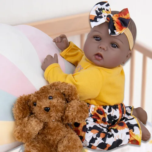 Miniatura 2 de Milidool Muñecas de bebé Reborn negras realistas de 18 pulgadas, muñeca de bebé negra recién nacida con peso real, juego de regalo para niñas a