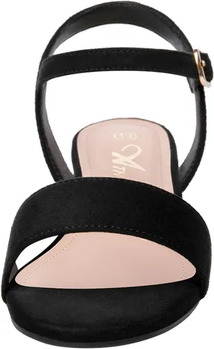 Miniatura 23 de Athlefit Sandalias para niñas, puntera abierta, correa en el tobillo, tacones bajos, zapatos de vestir para niñas pequeñas y grandes
