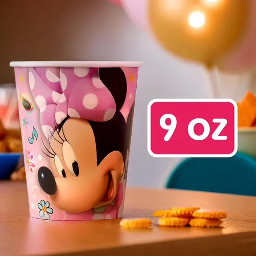 Miniatura 4 de Tazas de papel multicolor de Disney Iconic Minnie Mouse (9 onzas), 8 unidades, perfectas para cumpleaños y celebraciones, destaca y deleita a tus