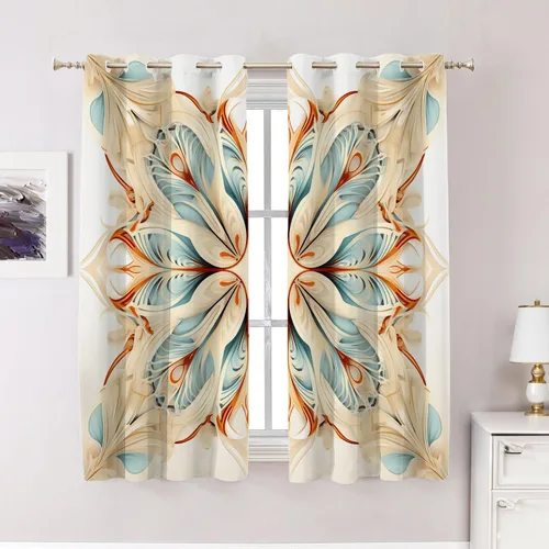 Miniatura 228 de Cortinas opacas de poliéster multicapa para cafetería, con diseño de diamantes, 2 unidades, 26 x 24 pulgadas
