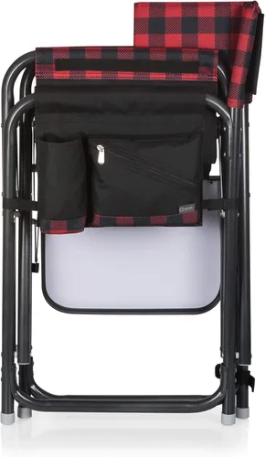Miniatura 4 de Picnic TIME Silla de directores al aire libre con mesa auxiliar, silla de playa para adultos, silla de camping con mesa Patrón de cuadros de búfalo