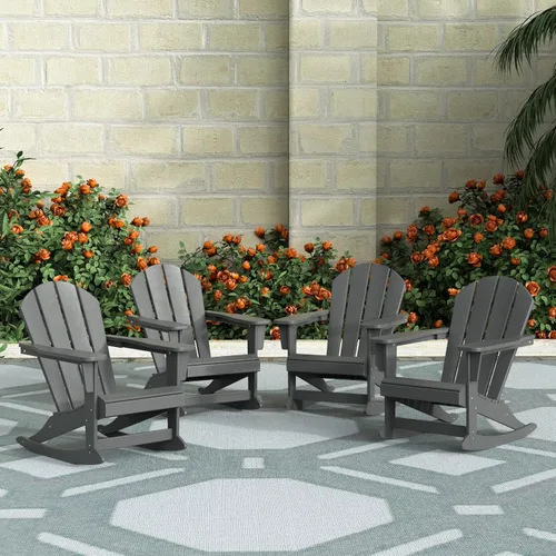 Miniatura 11 de WestinTrends Silla mecedora Malibu de poliéster para exterior/patio Adirondack, Negra