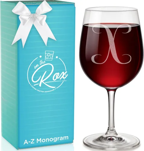 Miniatura 26 de Regalos de vino con monograma A-Z para mujer, copa de vino personalizada grabada de 12.75 onzas, regalos divertidos con monograma para amantes