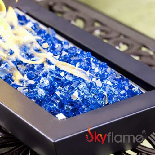 Miniatura 4 de Skyflame Vidrio de fuego de alto brillo de 20 libras para paisajismo de chimeneas, 1/2 pulgada azul cobalto reflectante y dorado rosa reflectante