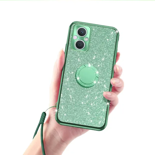 Miniatura 9 de Funda para teléfono N20, OnePlus Nord N20 5G para mujer, bonita funda protectora de TPU transparente suave con purpurina y correa de pie para Verde