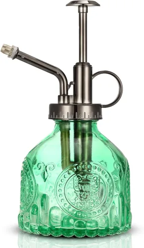 Miniatura 9 de Botella de vidrio con rociador para regar plantas, 6.5 pulgadas de alto, con bomba superior para plantas de interiores y exteriores