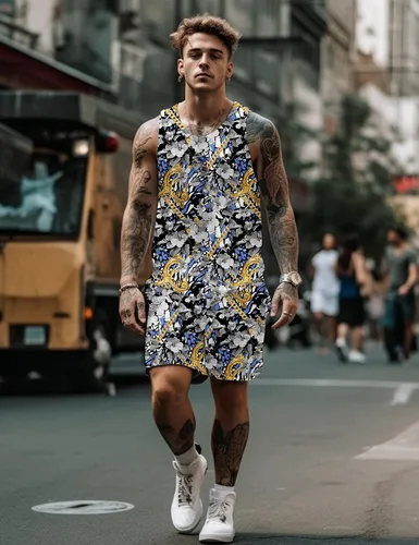 Miniatura 3 de JoZorro Conjunto de camiseta sin mangas con estampado floral para hombre, camiseta deportiva casual con estampado de lujo, ropa deportiva hawaiana