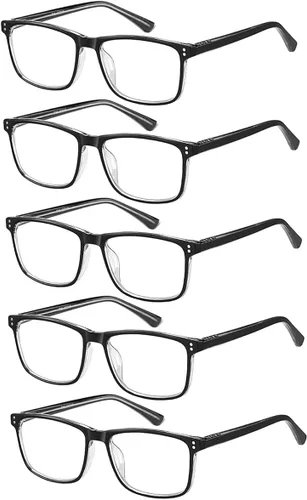 EYECEDAR Paquete de 5 lentes de lectura TR90 para hombre, marco flexible, bisagras de resorte de metal, lectores para hombres y mujeres, 1.0