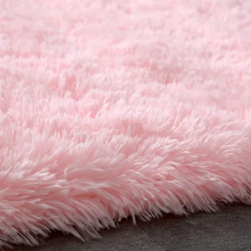 Miniatura 8 de Alfombra peluda para dormitorio, sala de estar, 2 x 6 pies, antideslizante, esponjosa, suave, alfombra lanuda beige y blanca para sala de estar