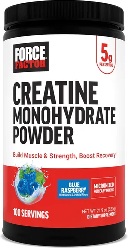 Miniatura 17 de Force Factor Polvo de Monohidrato de Creatina, Dosis de 5g Micronizada para Apoyar el Crecimiento Muscular, Fuerza, Recuperación, Salud Cognitiva