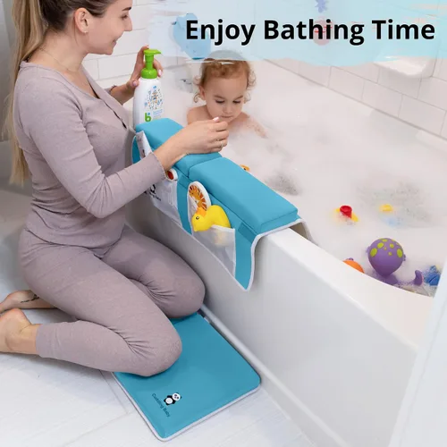Miniatura 2 de Juego de 2 almohadillas de baño para rodillas y coderas, juego de 2 alfombrillas de baño para bebé, almohadilla antideslizante para rodillas con Azul