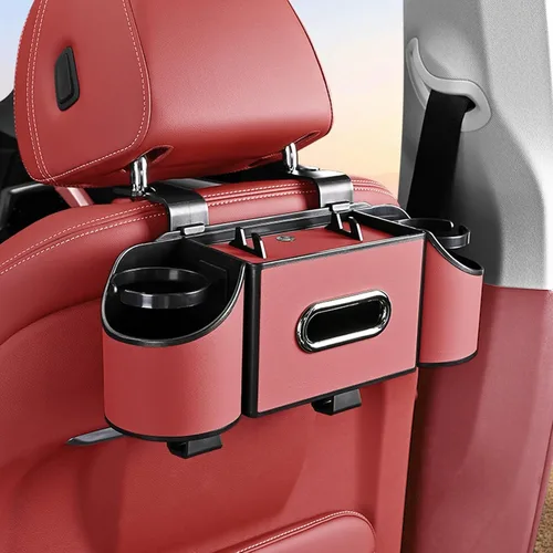 Miniatura 12 de Organizador de asiento trasero de automóvil, 4 en 1, caja de almacenamiento multifuncional para asiento trasero de automóvil con soporte para vasos