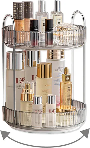 Asayuee Organizador de maquillaje giratorio 360 para tocador, organizador de encimera de baño, organizador de perfumes giratorio y organizador de
