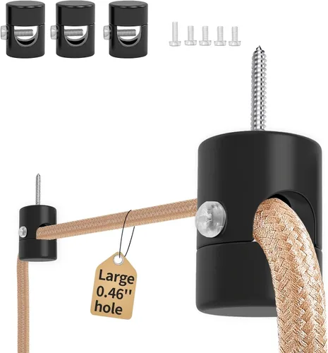 Miniatura 16 de Paquete de 3 Ganchos de Techo Mejorados, Ganchos de Techo Ajustables de Aluminio para Colgar Luces, Gancho Colgante Negro de Servicio Pesado, Gancho