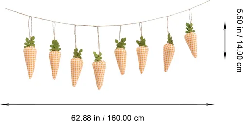 Miniatura 3 de Pancarta de zanahoria de Pascua, guirnalda de zanahoria de conejo, guirnalda de zanahoria, adorno de pared para fiesta, chimenea, decoración