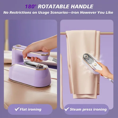 Miniatura 3 de Plancha de vapor de mano, 1200 W de alta potencia, máquina de planchar de doble propósito en seco y húmedo, máquina de planchar con mango giratorio