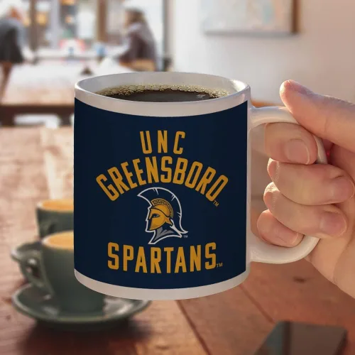 Miniatura 4 de Taza de cerámica UNC Greensboro Spartan, tazas de regalo novedosas para café, té y bebidas calientes, 11oz, blanca