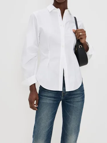 Miniatura 4 de SUNNOW Blusa de manga larga para mujer, con cintura ceñida, con solapa y abertura frontal, elegante para la oficina hasta el fin de semana