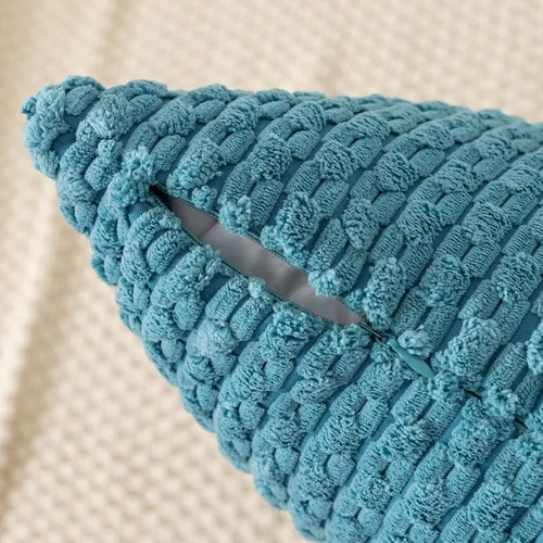 Miniatura 54 de K Kevin Textile - Juego de 2 fundas de almohada decorativas de corduroy suave azul con rayas estilo bohemio, fundas de almohada para sofá, cama