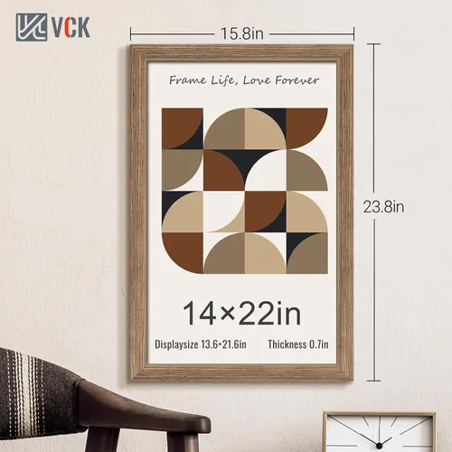 Miniatura 327 de VCK Marcos para póster de madera maciza de 22.375 x 34 pulgadas, marco de fotos A1 negro con montaje en pared, paquete de 3