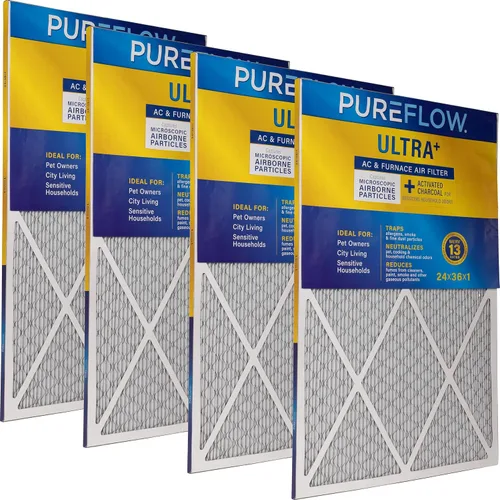 Miniatura 39 de PureFlow - Filtro de aire para horno doméstico de 12 x 12 x 1, con 4 capas de tecnología de filtración avanzada, MERV-13 paquete de 2