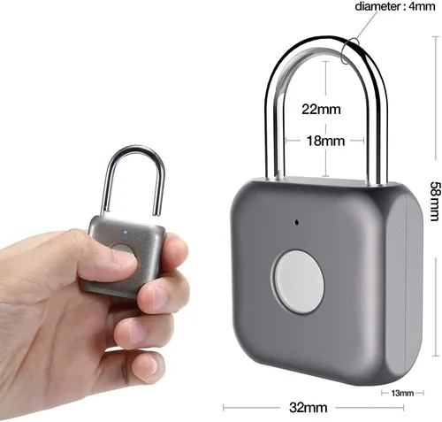Miniatura 5 de Candado de huellas dactilares eLinkSmart con cerradura de combinación sin llave para casillero de gimnasio, mochila, maleta, equipaje, candado Gris