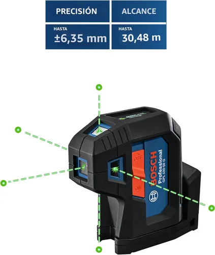 Miniatura 12 de BOSCH Láser de alineación autonivelante de haz verde GPL100-50G, incluye 2 baterías AA, montaje multiusos integrado y estuche de transporte duro