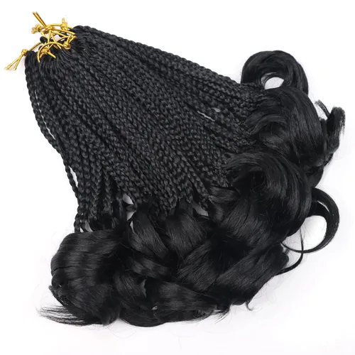 Miniatura 6 de Cabello para Trenzas Rizo Francés Color 1 Trenzas de Ganchillo Rizo Francés 10 Pulgadas Trenzas de Caja Cabello de Ganchillo para Mujeres y Niños