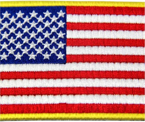 Miniatura 2 de Parches de bandera estadounidense bordados con borde dorado de EE. UU. Estados Unidos de América, uniforme militar, emblema de gancho y bucle