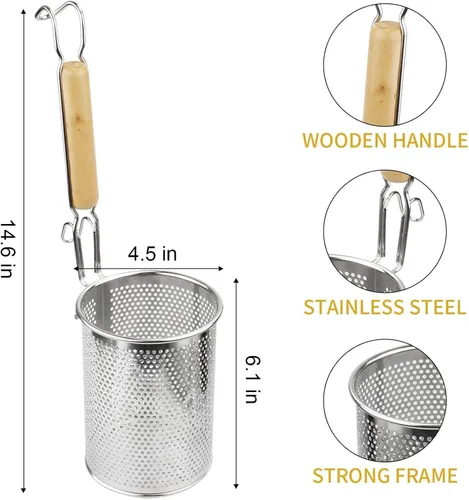 Miniatura 5 de MyLifeUNIT Colador de Pasta, Paquete de 2 Coladores de Araña de Malla de Acero Inoxidable para Pasta, Fideos, Dumplings (4.54"D x 6.1"H)