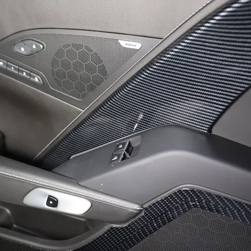 Miniatura 4 de Cubierta de la decoración del panel de puerta de la cabina de la fibra de carbono para Chevrolet Corvette C7 2014-2019