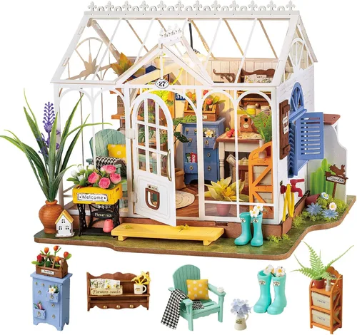 Rolife - Kit de bricolaje de casa de muñecas en miniatura, conjunto de construcción de diorama de invernadero de 24.4 cm con habitación LED,