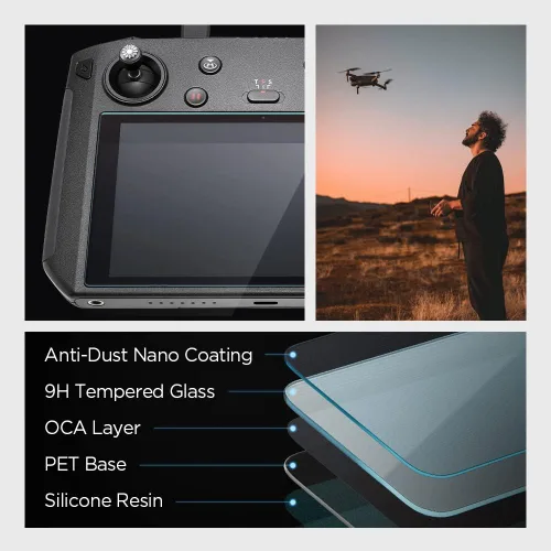 Miniatura 3 de Spigen Protector de pantalla de vidrio templado [GlasTR Slim] diseñado para DJI RC 2 / RC Pro/DJI Smart Controller - Paquete de 2