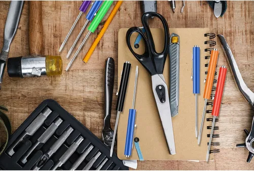 Miniatura 4 de 12 piezas de destornilladores de bolsillo mini con puntas y destornillador de bolsillo magnético con una sola punta para mecánica, electricista Con