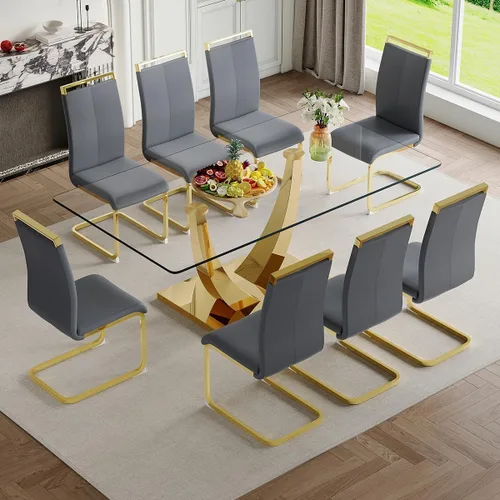 Miniatura 47 de Mesa de comedor moderna para mesa de comedor de mármol sintético de 4/6, 63 pulgadas, mesa de cocina rectangular, mesa de cocina y comedor de fácil