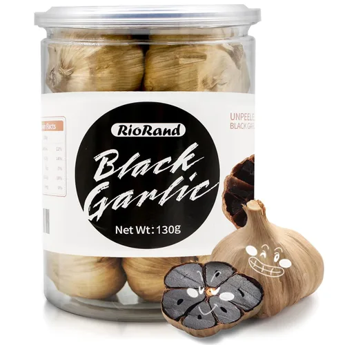 RioRand Ajo negro 130g Ajo negro entero envejecido para 90 días completos Frasco de ajo negro 0.28 libras