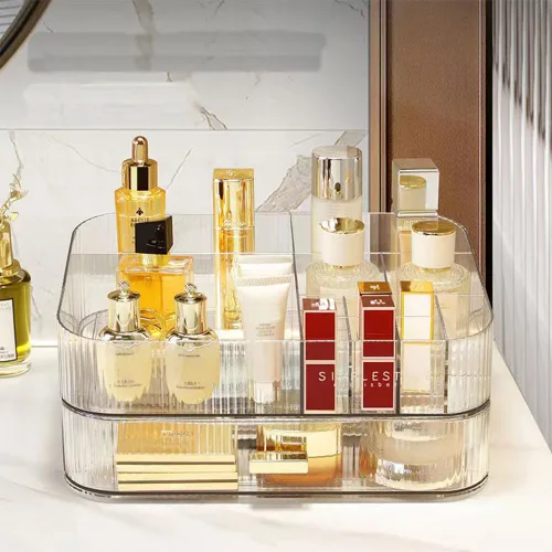 Organizador de maquillaje con cajones apilables, organizadores y almacenamiento para tocador de baño, ideal para escritorios y cómodas, excelente
