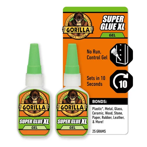 Gorilla Super Glue Gel XL, pegamento transparente, 25 gramos (paquete de 2) - Todo propósito y configuración rápida para proyectos y reparaciones